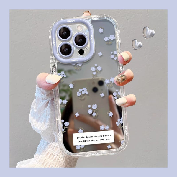 ins Wind purple small floral pattern is suitable for Apple17promax Phone case iPhone14plus Mirror16/13