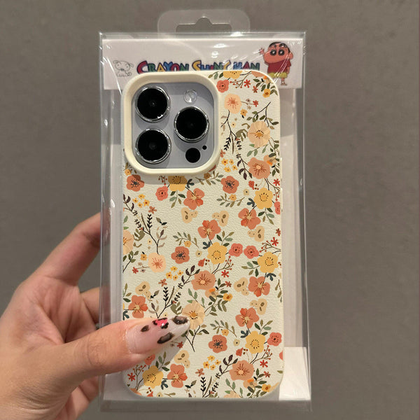 ins Fresh and delicate floral pattern suitable for Apple devices16promax Phone case iPhone17Women's New13Leather12Medium