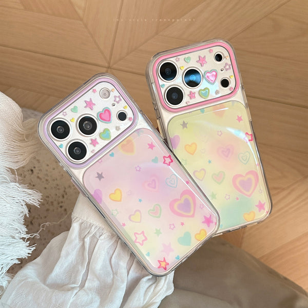 Two-Toned Heart-Shaped Apple17pro Phone case iphone16 Transparent14Color gradient15Applicable17All-inclusive Korean style