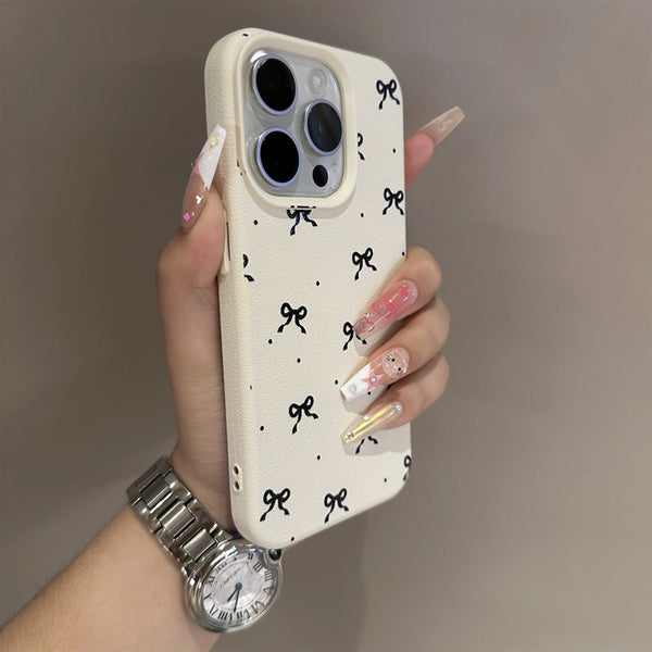 Simple bow is suitable for iphone17iPhone Case16promax Silicone 16Soft15Anti-Fall11/14