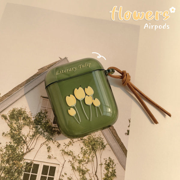 Artistic and fresh tulips airpods Protective Sleeve1/2Translucent green4Applicable Pro2Replacement Bluetooth earphone case3