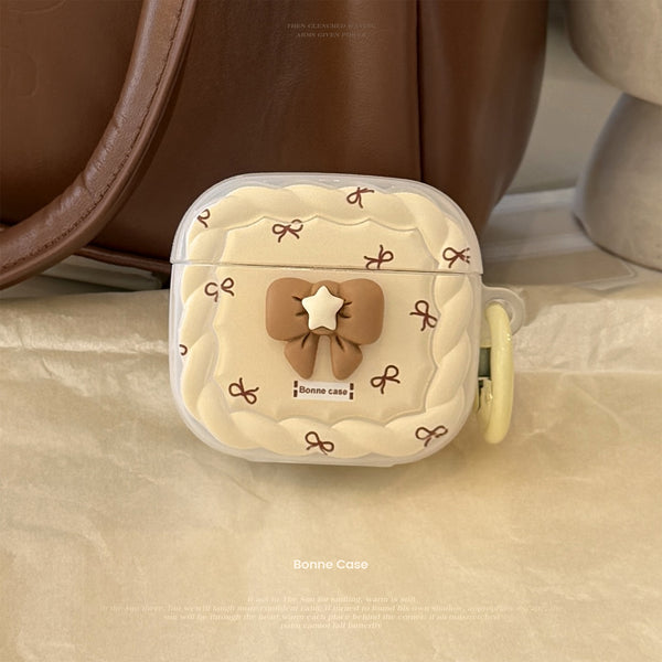 Brown bow suitable for Apple devices AirPodsPro2Protective Sleeve4New Generation3Bluetooth headset1/2Pendant