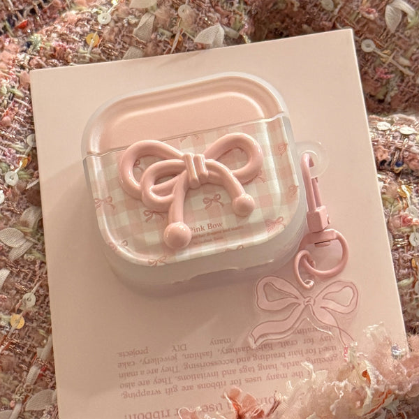 Suitable for pink bows AirPods Protective Sleeve3Substitute for Apple4Bluetooth Headset pro2Sweet pendant1/2Generation