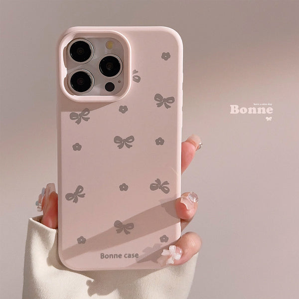 ins Bowknot flowers iphone17pro max Silicone soft phone case for Apple15Applicable16Anti-Fall13