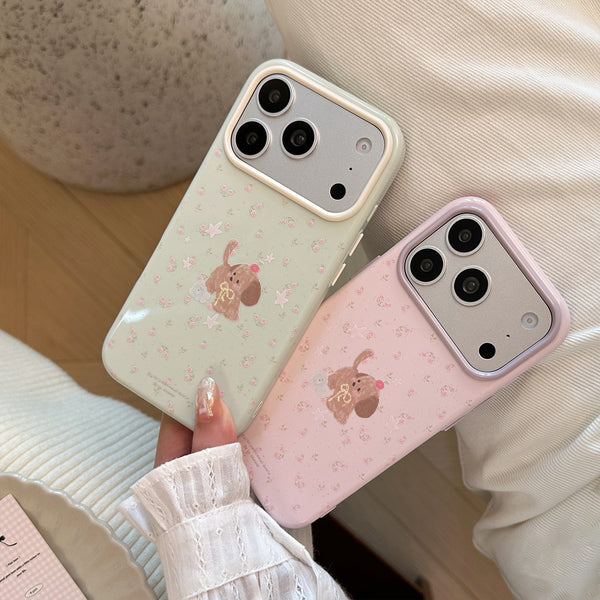 Floral puppy case for Apple devices17promax Phone case iphone16Summer freshness15Anti-Fall14Soft13Han