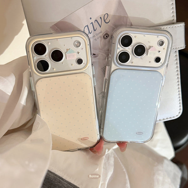 Korean-style polka dot cabin apple17promax Phone case iphone16Transparent14All Inclusive15Suitable for cute style