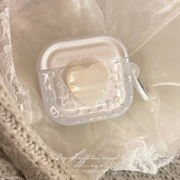 White mother-of-pearl bow is suitable for airpods pro2Earphone case protective cover Bluetooth wireless4Elegant style3Hanging ring