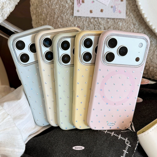 Silver Polka Dot Gilding Suitable for Apple Devices17promax Phone case iphone16Korean Minimalism15Magnetic Attraction17Niche