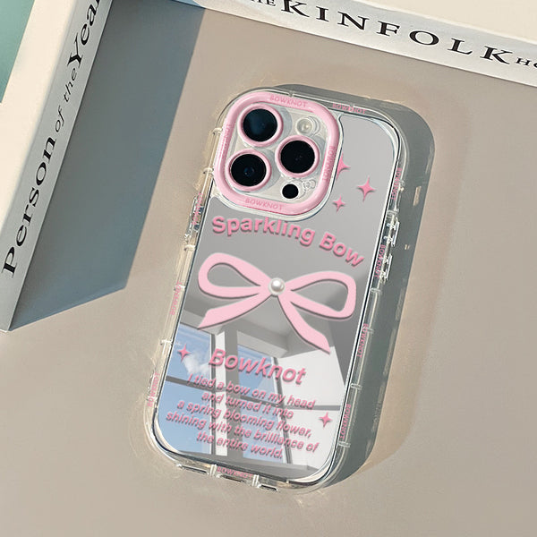 Suitable for pink bows iPhone16promax iPhone Case14Cream Shell12/11Mirror15plus