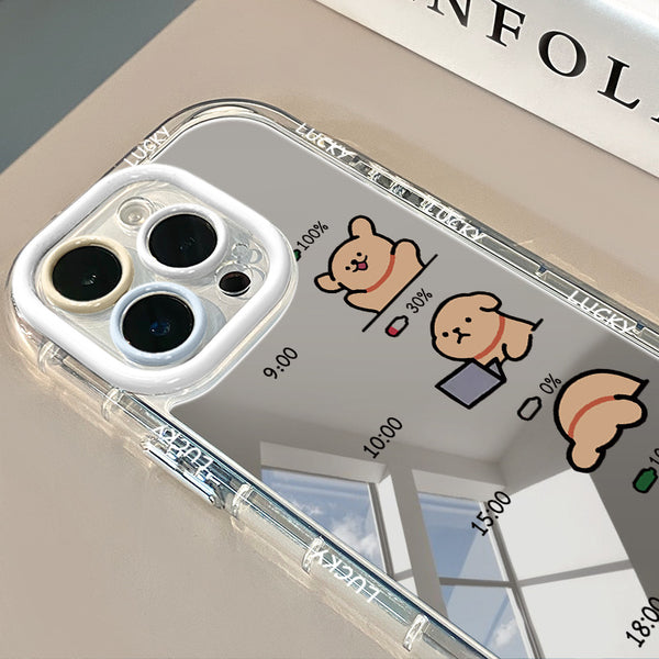 ins Creative and simple puppy mirror case suitable for cream-colored Apple devices17New iPhone14/16promax Cartoon