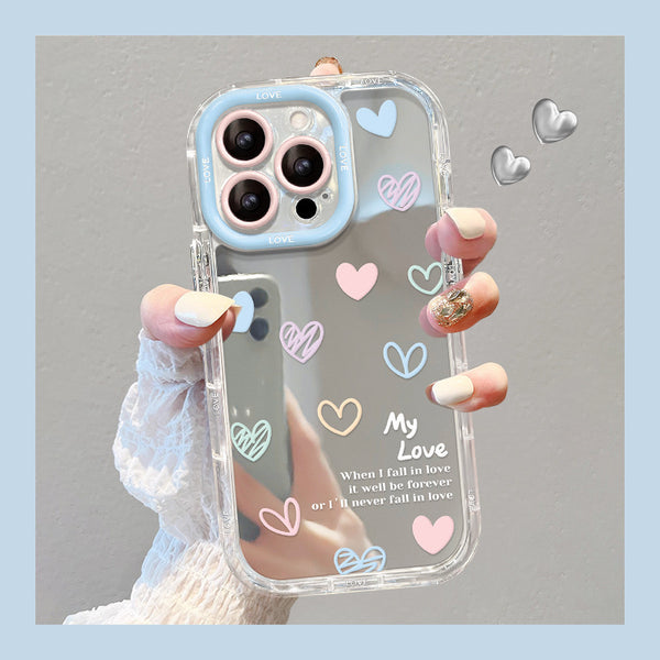 Suitable for Apple17Phone case iphone14Graffiti-style colorful hearts13Mirror12pro Transparent soft edge xs/xr